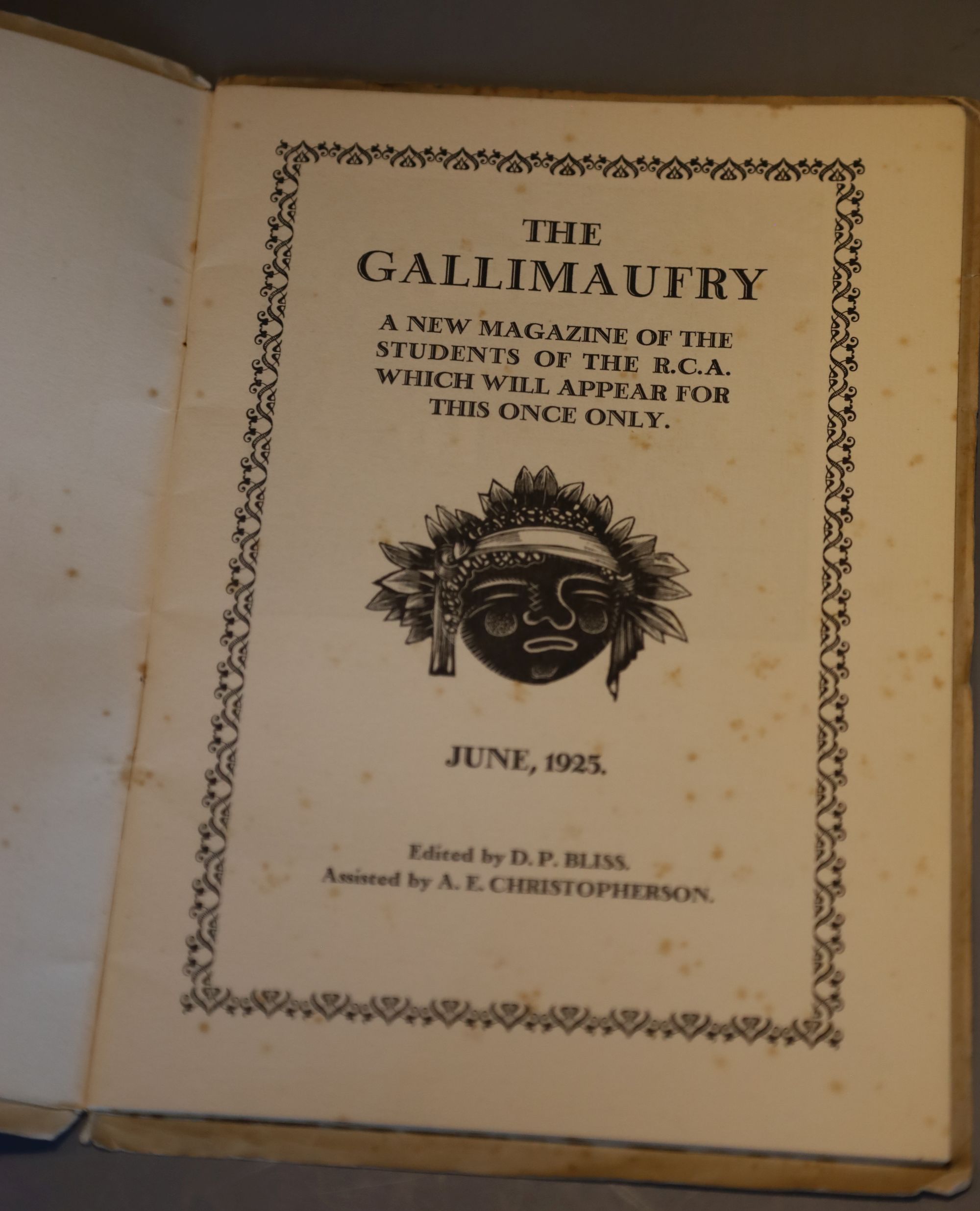 Ravilious, Eric, Bawden, Edward and others - The Gallimaufry: A New Magazine of the Students of the R.C.A. Which will appear only Once,